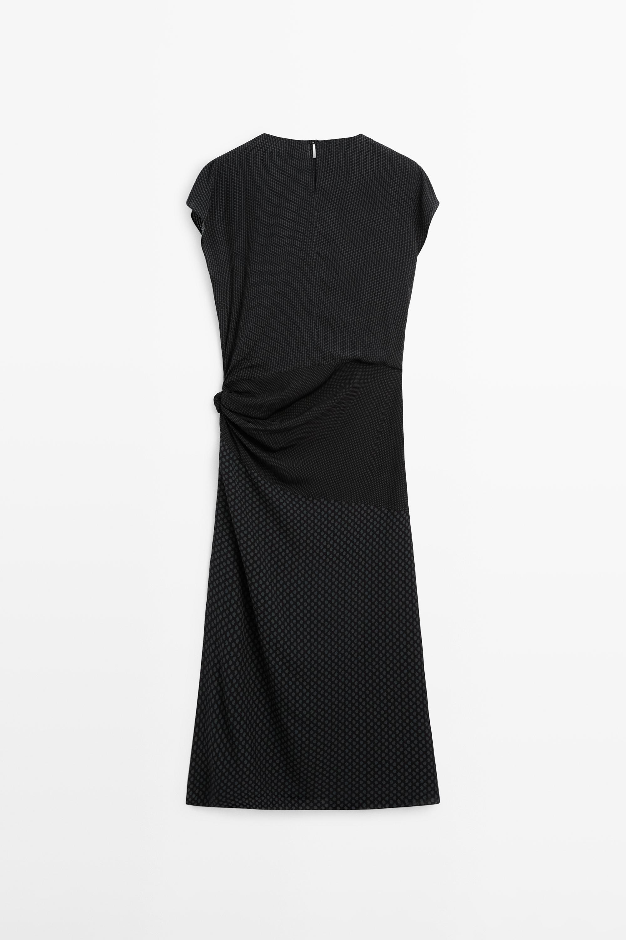Long flowing printed dress with knot detail